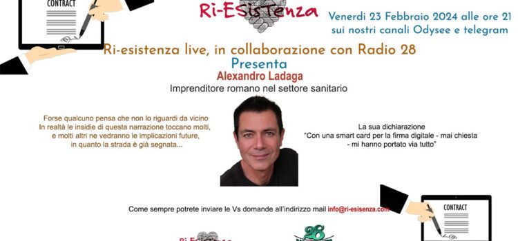 Ri-Esistenza live con Radio28TV: i pericoli dell’identità digitale. Ne parliamo con Alexandro Ladaga, attivista per i diritti digitali